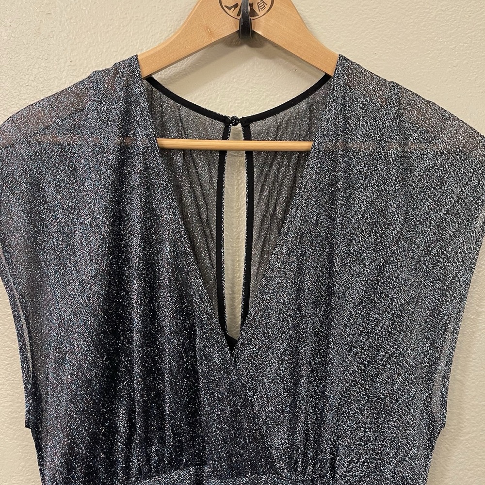 Anthropologie Moulinette Soeurs Pleated Metallic Dress Party Celestial Size 8 - Picture 3 of 14